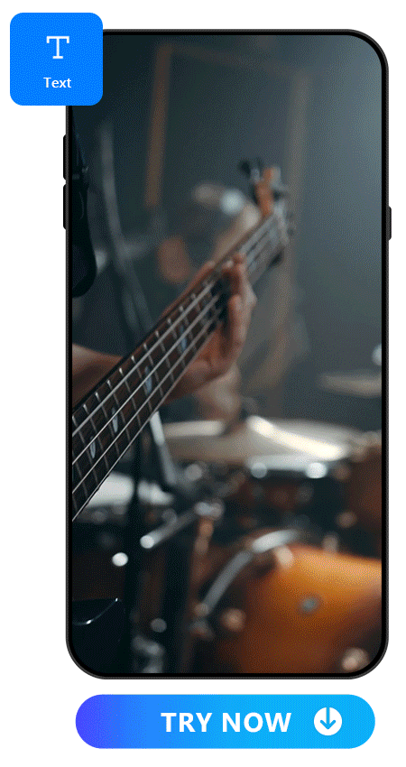 showcase of text feature of PowerDirector to demonstrate a guitar playing video with text on the video